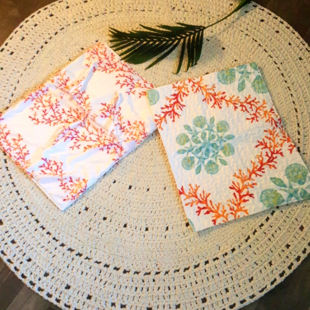 SET OF 2 PILLOW CASES,  OF THE SEA THEME WITH TIES